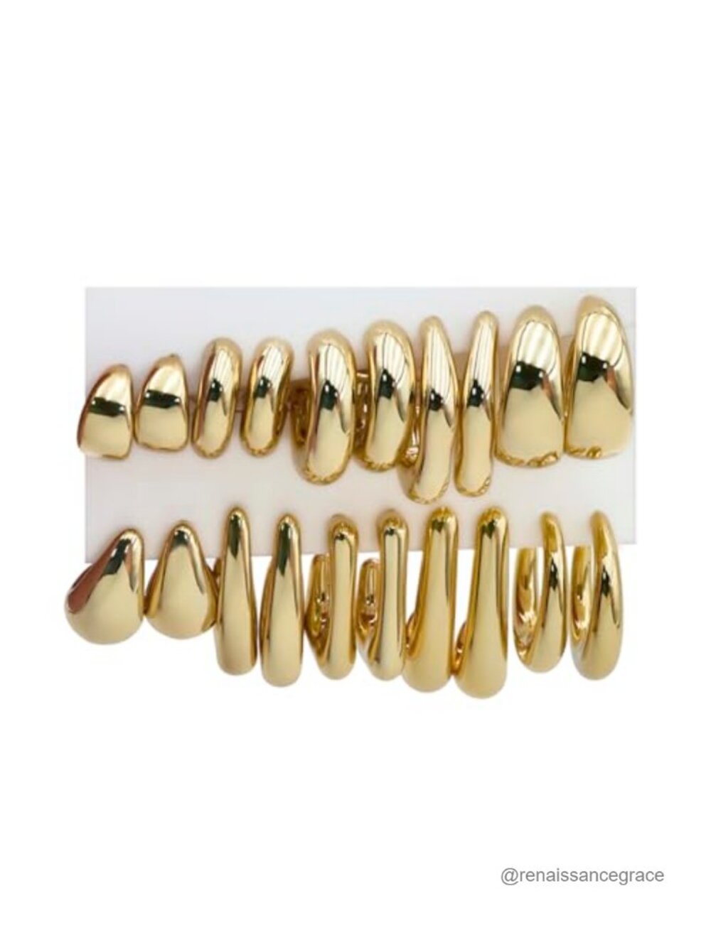 10 Pair Chunky Gold Plated Hoop & Dangle Earring Set Hypoallergenic Lightweight